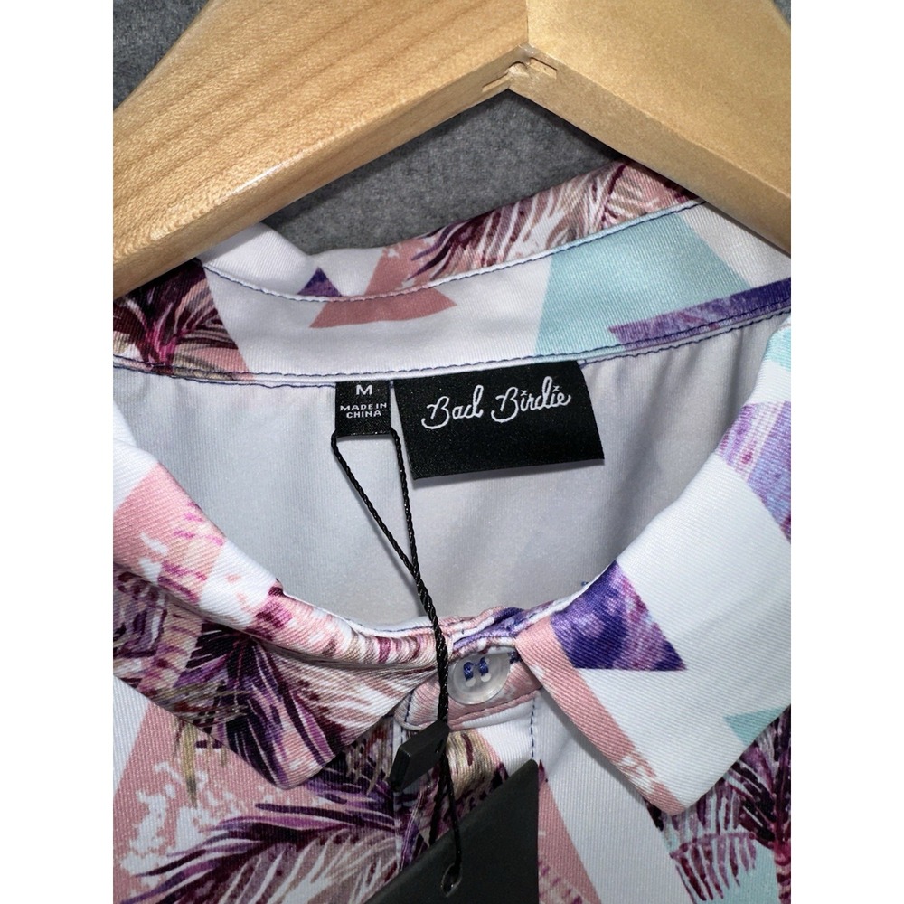 Bad Birdie‎ NEW Medium Golf Polo "Cali" Floral Palm All Over Print Geometric - Picture 5 of 10